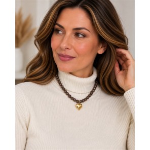 Sweet7 Ketting kort hartje 101241039 Bruin Sweet7 Ketting kort hartje 101241039 Bruin